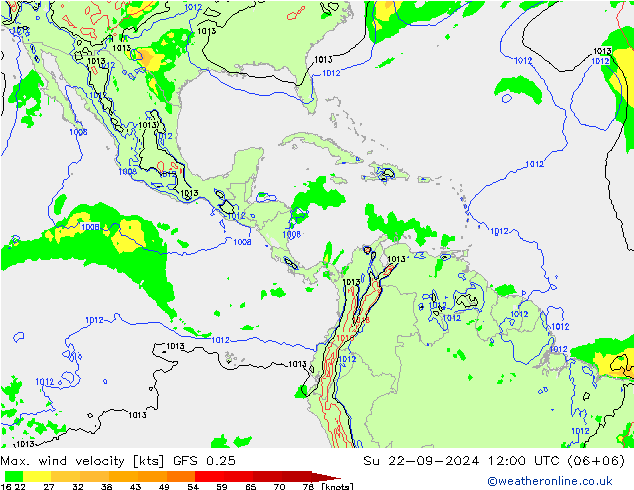 Maks. Rüzgar Hızı GFS 0.25 Paz 22.09.2024 12 UTC