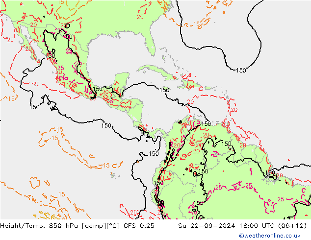 Z500/Regen(+SLP)/Z850 GFS 0.25 zo 22.09.2024 18 UTC