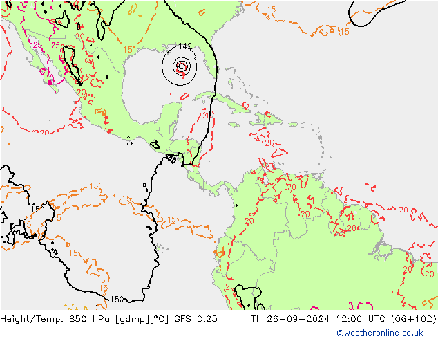 Z500/Rain (+SLP)/Z850 GFS 0.25 Do 26.09.2024 12 UTC