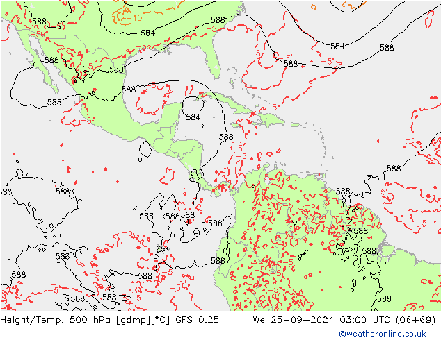 Z500/Rain (+SLP)/Z850 GFS 0.25 Mi 25.09.2024 03 UTC