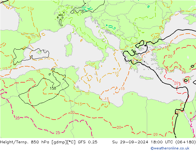 Z500/Rain (+SLP)/Z850 GFS 0.25 Dom 29.09.2024 18 UTC