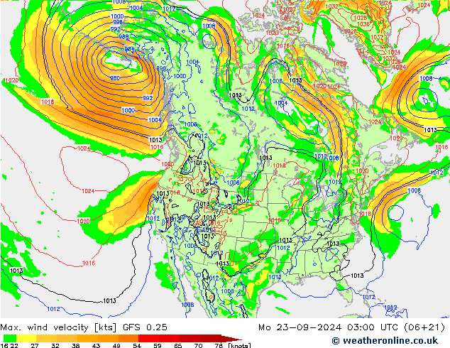 Maks. Rüzgar Hızı GFS 0.25 Pzt 23.09.2024 03 UTC