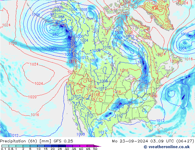 Z500/Rain (+SLP)/Z850 GFS 0.25 Mo 23.09.2024 09 UTC