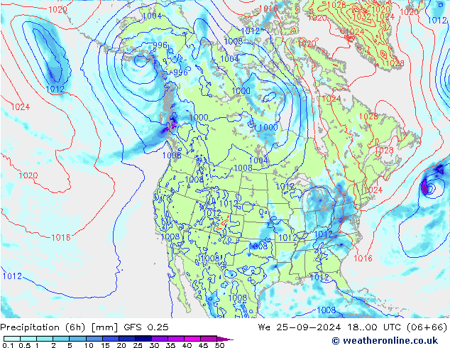 Yağış (6h) GFS 0.25 Çar 25.09.2024 00 UTC