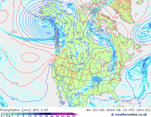 precipitação GFS 0.25 Seg 23.09.2024 12 UTC