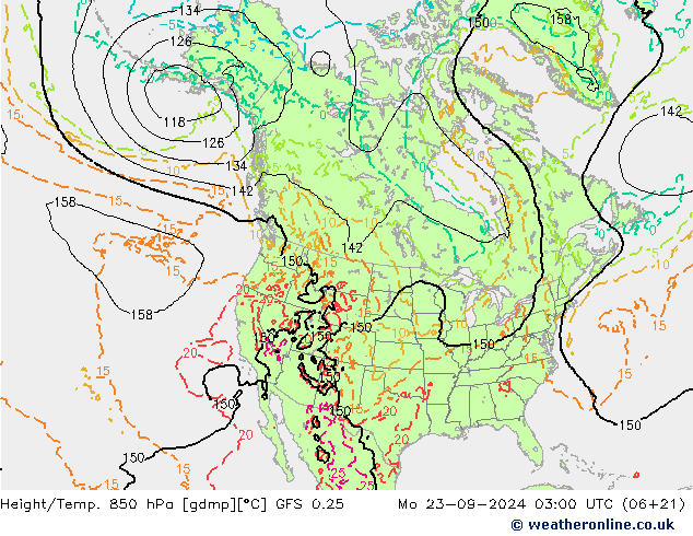 Z500/Rain (+SLP)/Z850 GFS 0.25 星期一 23.09.2024 03 UTC