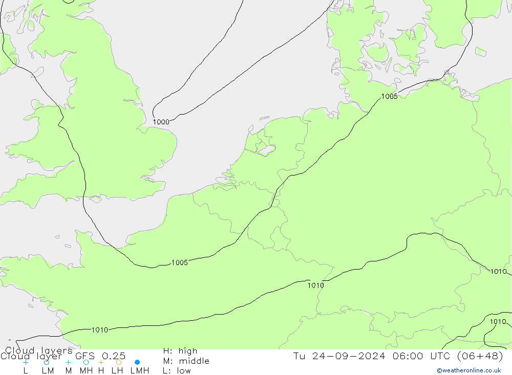 Wolkenlagen GFS 0.25 di 24.09.2024 06 UTC