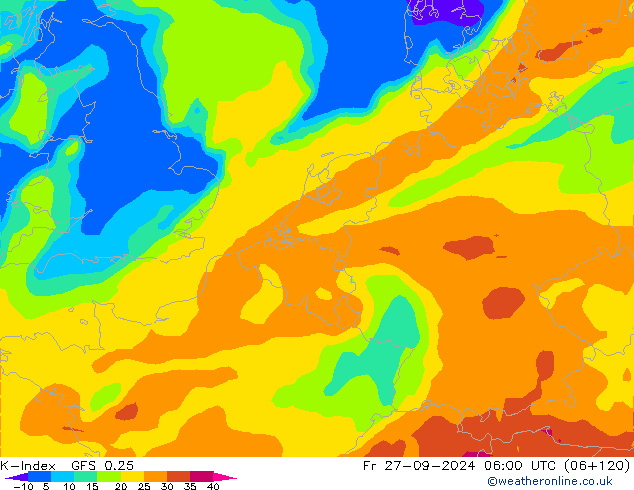 K-Index GFS 0.25 Fr 27.09.2024 06 UTC