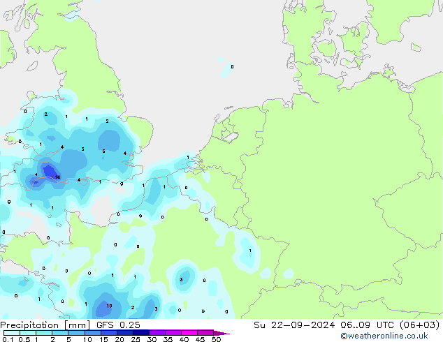 降水 GFS 0.25 星期日 22.09.2024 09 UTC