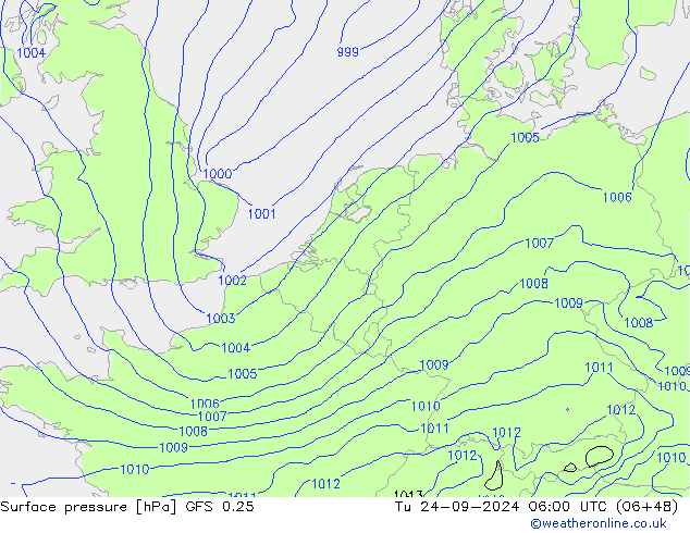 pressão do solo GFS 0.25 Ter 24.09.2024 06 UTC