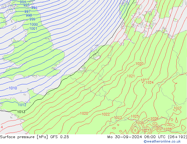 GFS 0.25: Mo 30.09.2024 06 UTC