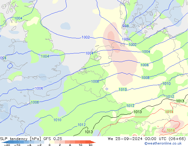 Tendenza di Pressione GFS 0.25 mer 25.09.2024 00 UTC