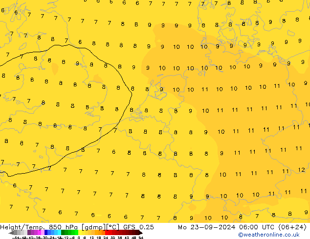 Z500/Rain (+SLP)/Z850 GFS 0.25 Mo 23.09.2024 06 UTC