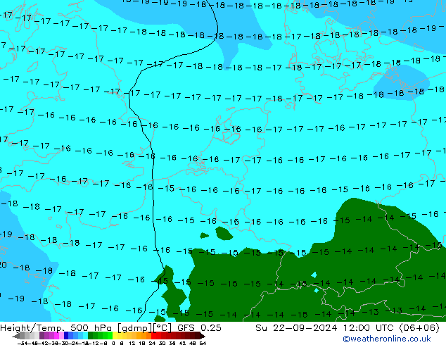 Z500/Rain (+SLP)/Z850 GFS 0.25 Su 22.09.2024 12 UTC