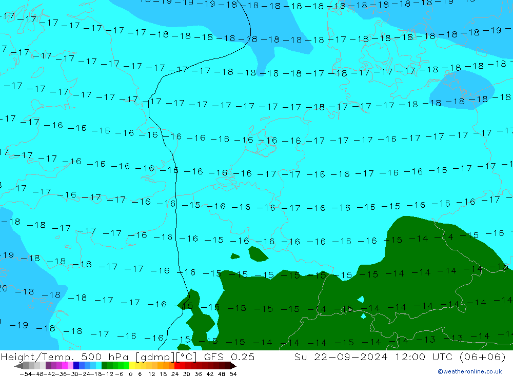 Z500/Rain (+SLP)/Z850 GFS 0.25 So 22.09.2024 12 UTC