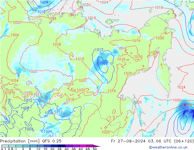 Precipitazione GFS 0.25 ven 27.09.2024 06 UTC