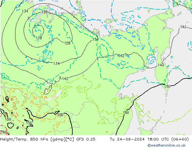 Z500/Rain (+SLP)/Z850 GFS 0.25 Tu 24.09.2024 18 UTC