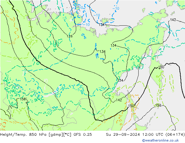 Z500/Rain (+SLP)/Z850 GFS 0.25 So 29.09.2024 12 UTC