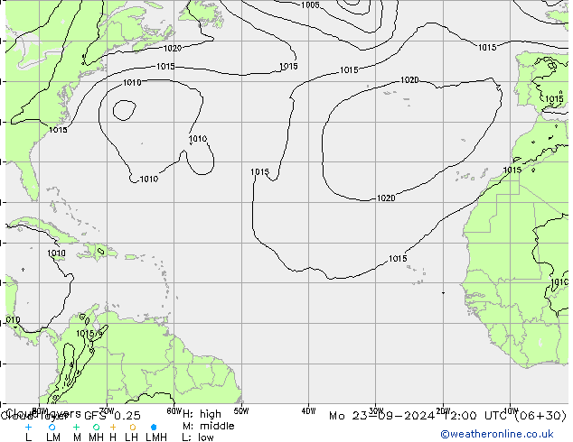 Cloud layer GFS 0.25 lun 23.09.2024 12 UTC