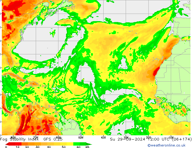 Fog Stability Index GFS 0.25 dom 29.09.2024 12 UTC