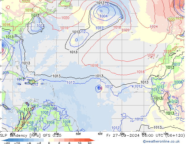 Tendenza di Pressione GFS 0.25 ven 27.09.2024 06 UTC