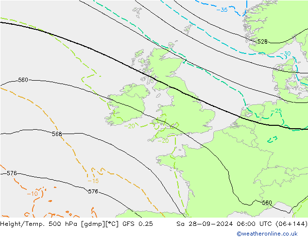 Z500/Rain (+SLP)/Z850 GFS 0.25 Sa 28.09.2024 06 UTC