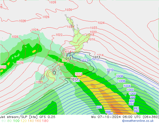 Straalstroom/SLP GFS 0.25 ma 07.10.2024 06 UTC