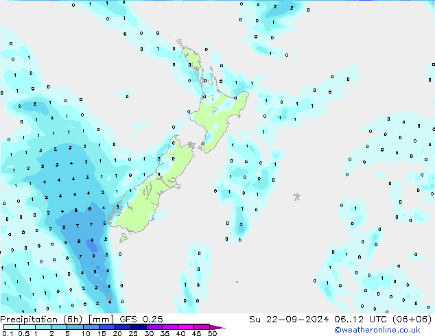 Z500/Rain (+SLP)/Z850 GFS 0.25 dom 22.09.2024 12 UTC