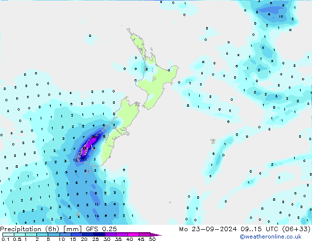 Z500/Rain (+SLP)/Z850 GFS 0.25 Mo 23.09.2024 15 UTC