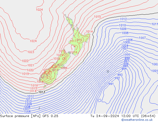 GFS 0.25: Út 24.09.2024 12 UTC