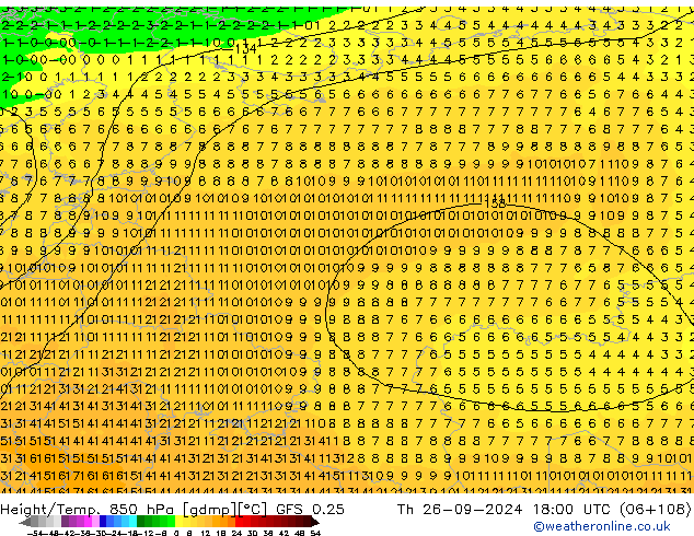 Z500/Rain (+SLP)/Z850 GFS 0.25 Th 26.09.2024 18 UTC