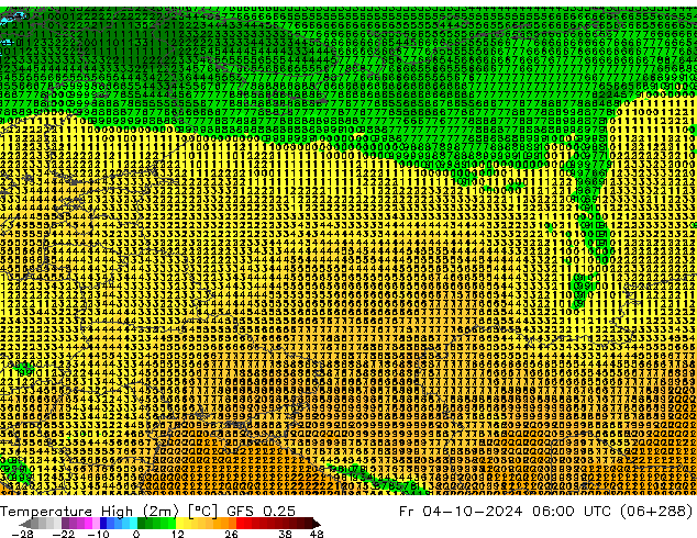 Maksimum Değer (2m) GFS 0.25 Cu 04.10.2024 06 UTC