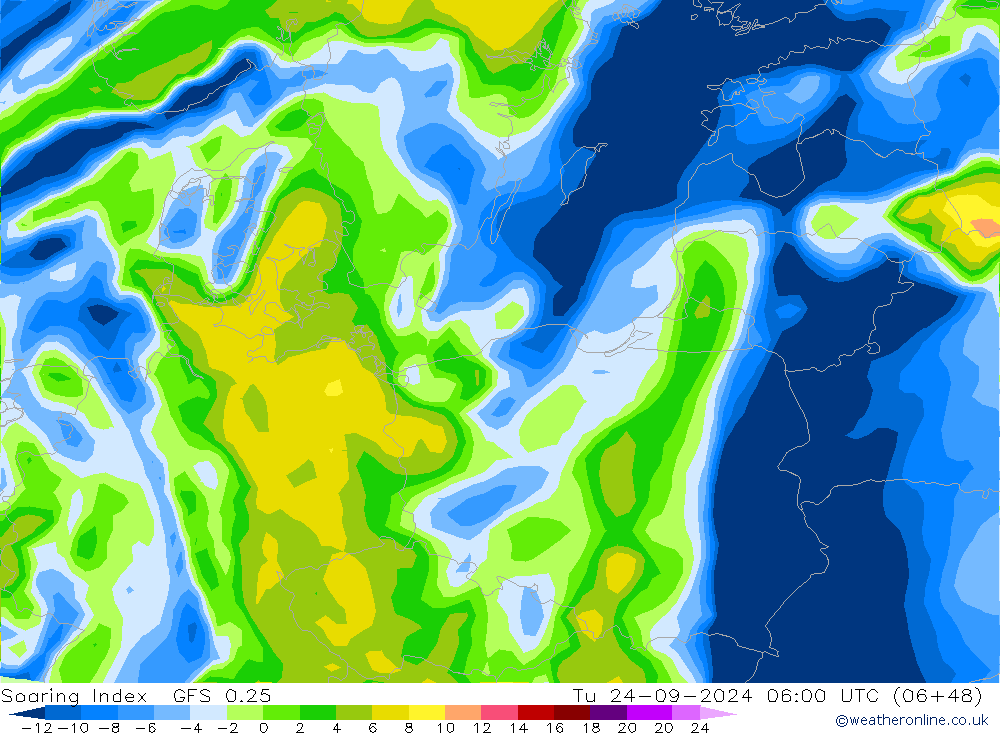 Soaring Index GFS 0.25 Tu 24.09.2024 06 UTC