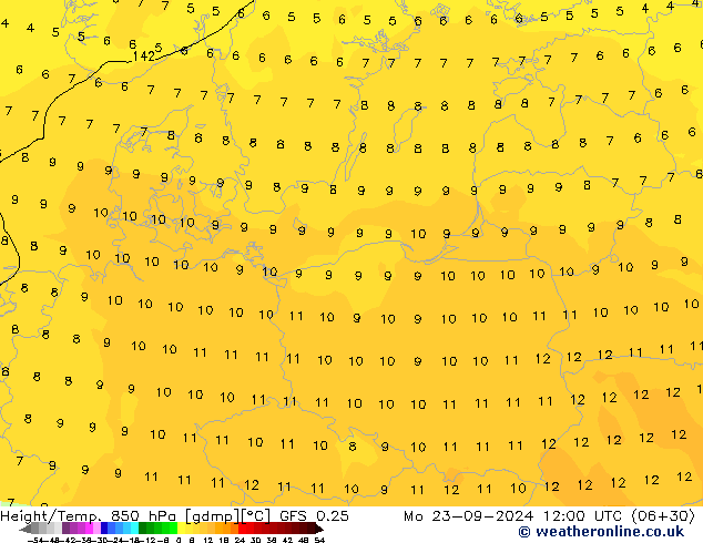 Z500/Regen(+SLP)/Z850 GFS 0.25 ma 23.09.2024 12 UTC