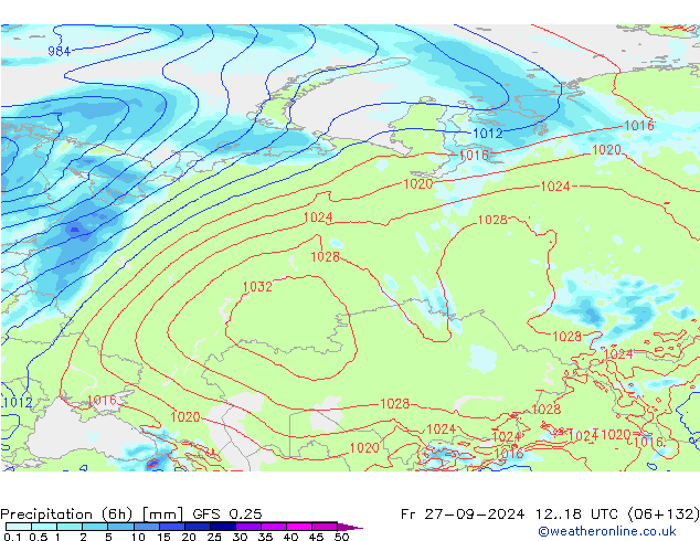 Z500/Rain (+SLP)/Z850 GFS 0.25 Fr 27.09.2024 18 UTC