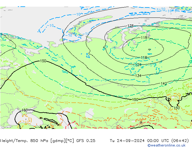 Z500/Rain (+SLP)/Z850 GFS 0.25 Út 24.09.2024 00 UTC