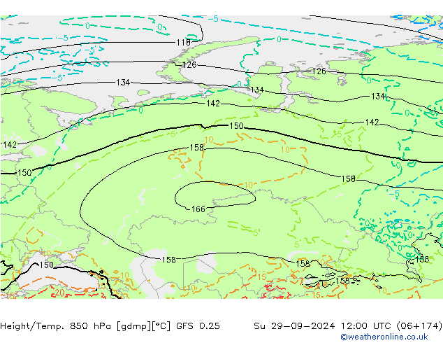 Z500/Rain (+SLP)/Z850 GFS 0.25 dom 29.09.2024 12 UTC