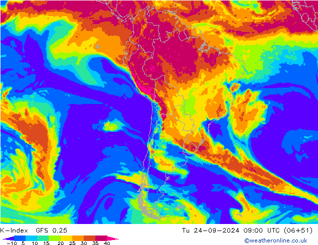 K-Index GFS 0.25 mar 24.09.2024 09 UTC