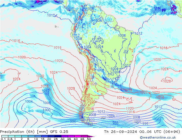 Z500/Rain (+SLP)/Z850 GFS 0.25 Do 26.09.2024 06 UTC