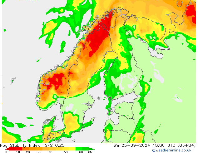 Fog Stability Index GFS 0.25 Qua 25.09.2024 18 UTC