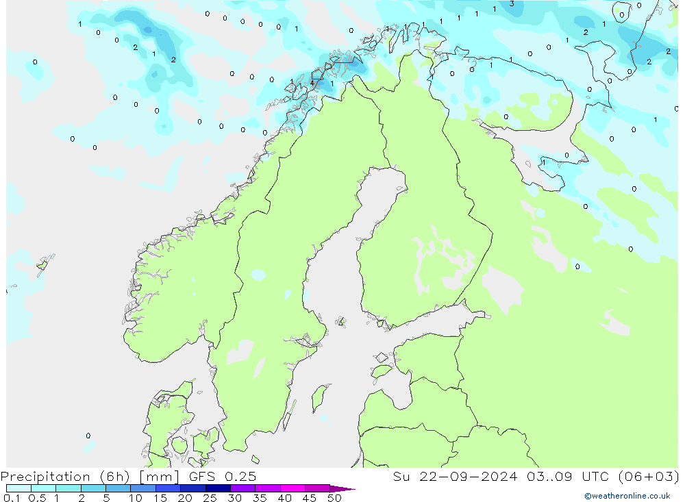 Z500/Rain (+SLP)/Z850 GFS 0.25 So 22.09.2024 09 UTC