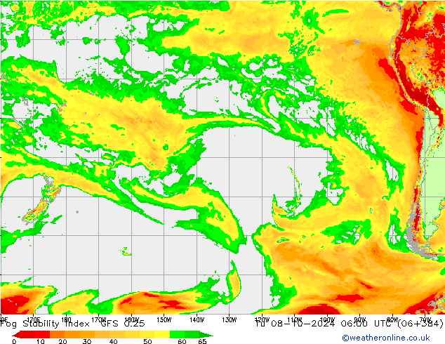 Fog Stability Index GFS 0.25 Di 08.10.2024 06 UTC