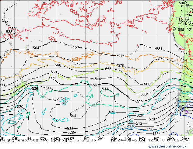 Z500/Regen(+SLP)/Z850 GFS 0.25 di 24.09.2024 12 UTC