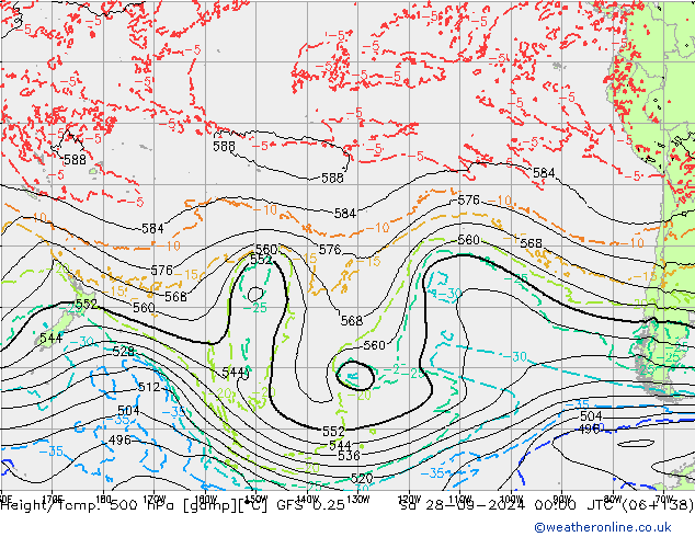 Z500/Rain (+SLP)/Z850 GFS 0.25 Sáb 28.09.2024 00 UTC