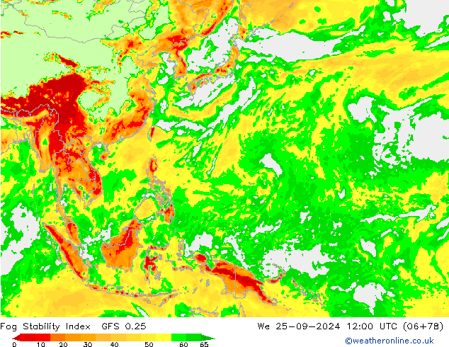 Fog Stability Index GFS 0.25 wo 25.09.2024 12 UTC