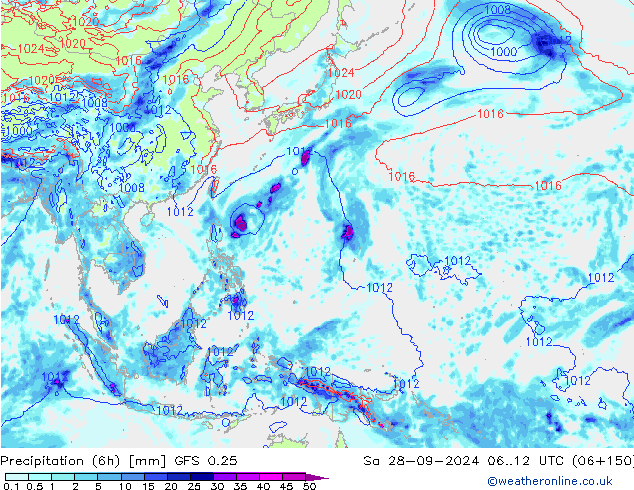 Z500/Rain (+SLP)/Z850 GFS 0.25 Sáb 28.09.2024 12 UTC