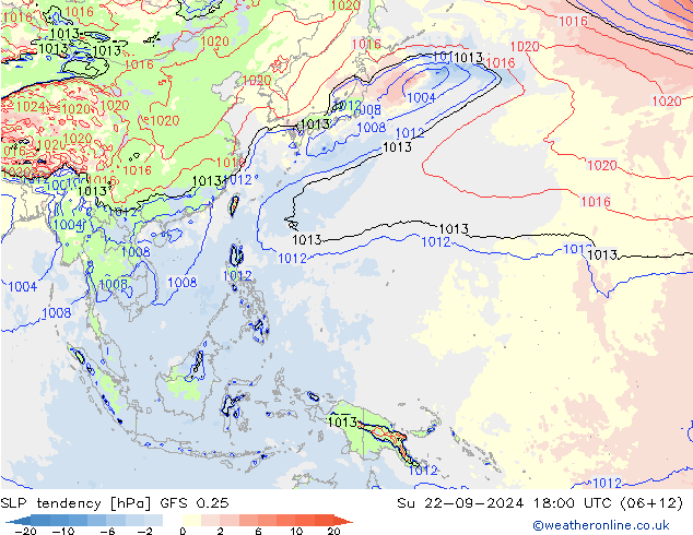 Drucktendenz GFS 0.25 So 22.09.2024 18 UTC