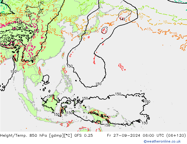 Z500/Rain (+SLP)/Z850 GFS 0.25 Fr 27.09.2024 06 UTC