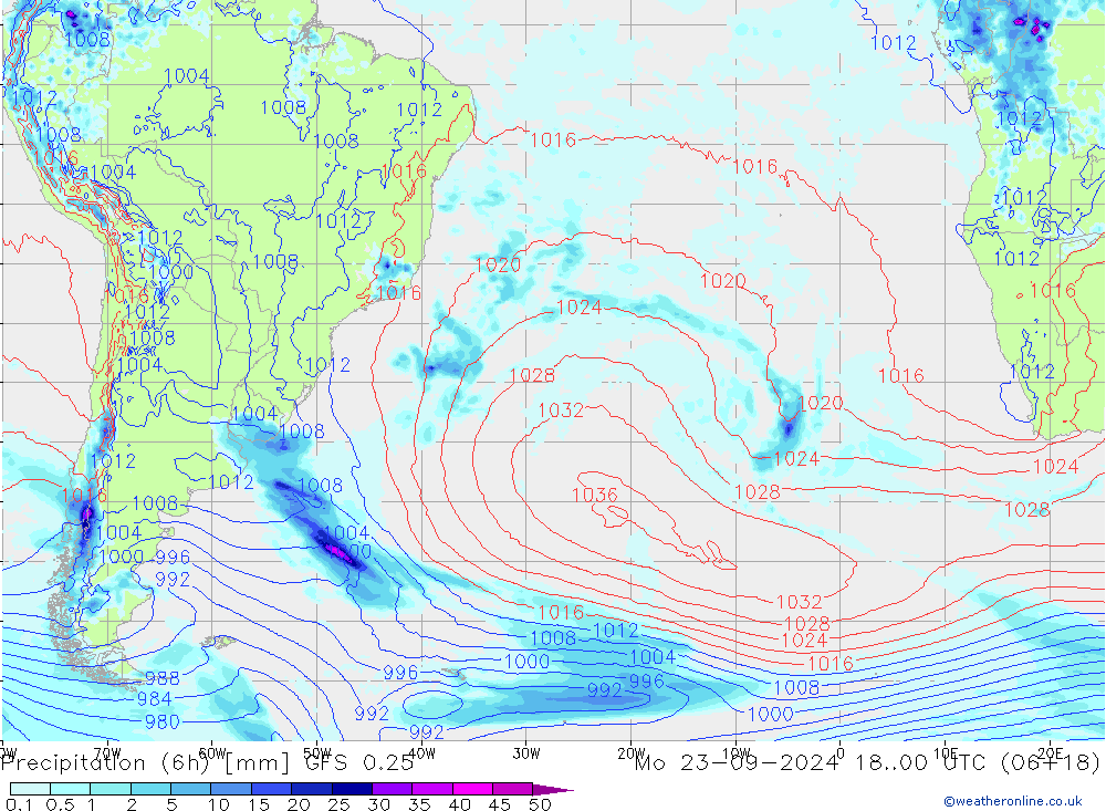 Z500/Regen(+SLP)/Z850 GFS 0.25 ma 23.09.2024 00 UTC