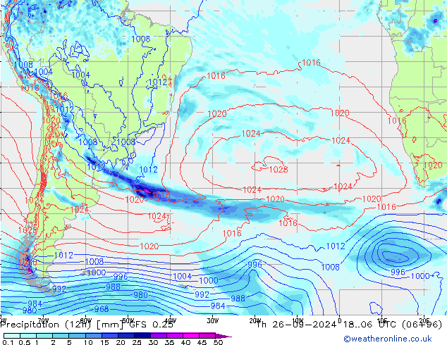 Yağış (12h) GFS 0.25 Per 26.09.2024 06 UTC